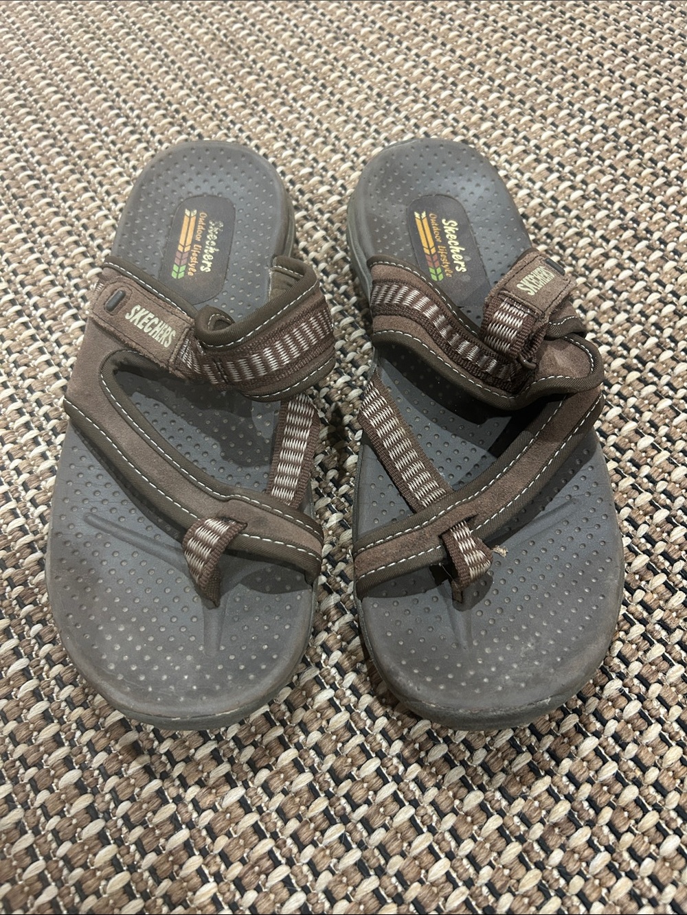 Skechers Brown and Gray Adjustable Slide Sandals